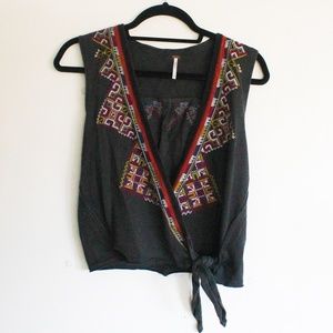 Free People Embroidered Wrap Tank